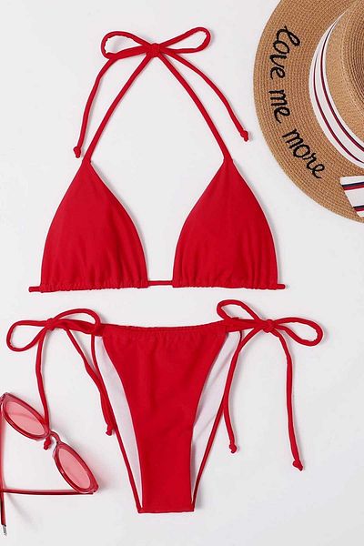 Angelsin Red Brazilian Model Tie-Up Bikini Bottom