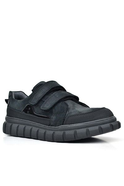 Rakerplus Black Genuine Leather - Velcro Nubuck Casual Children's Sneakers