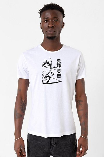 Tshirthane Great Teacher Anime Poster Λευκό ανδρικό μπλουζάκι με ποδήλατο
