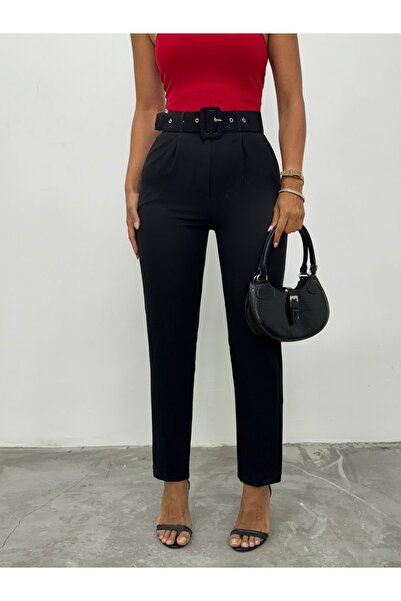HİJABAYA Kalın Kemerli Kumaş Pantalon