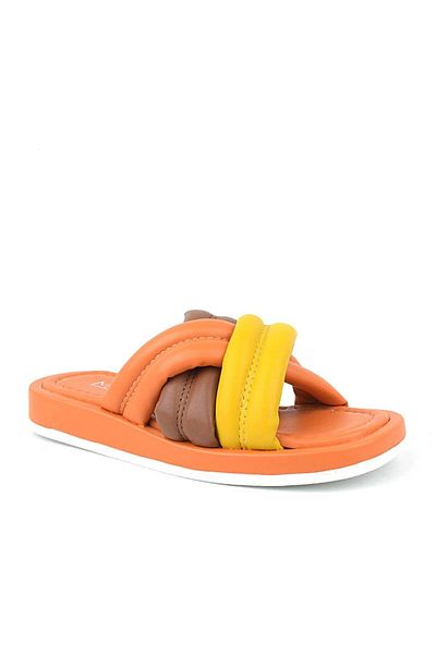 Moda Arena Φουσκωτές γυναικείες παντόφλες Orange Cross Strap