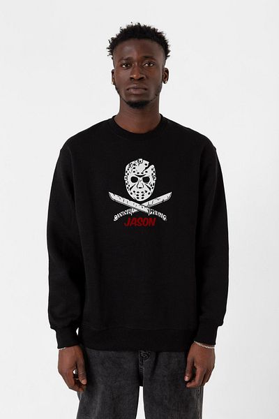 Tshirthane Мъжки суитшърт 2ip с маска на Джейсън от „Петък 13-ти“, черен