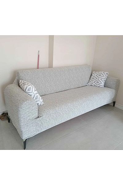 Faiend 3 3 1 1 Jacquard - Stone Colored Elastic Sofa and Sofa Cover Set