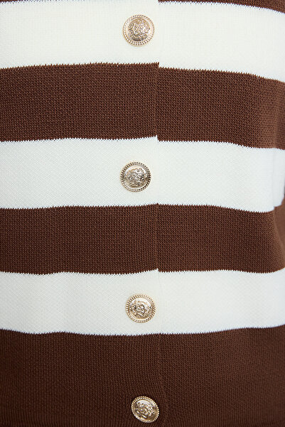 Trendyol Collection Σετ πλεκτών από κάτω - καφέ ριγέ παντελόνι, Tedaw25Au00010