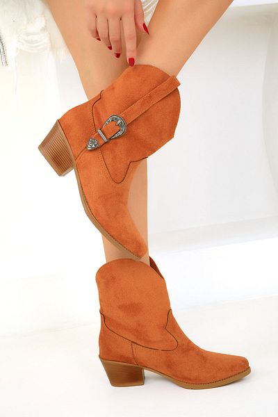 SOHO Tan Suede Γυναικείες Μπότες - 19587 Model Bootie