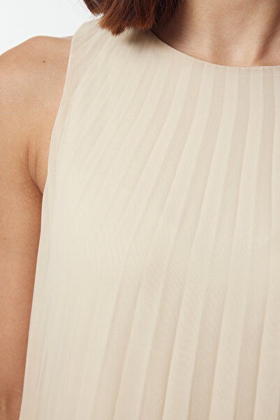 Trendyol Modest Πλισέ μπεζ φόρεμα εσωρούχων - TCTAW25EB00089