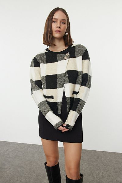 Trendyol Collection Soft Knitwear Cardigan - Black, Coat Look Twoaw25Hi00281