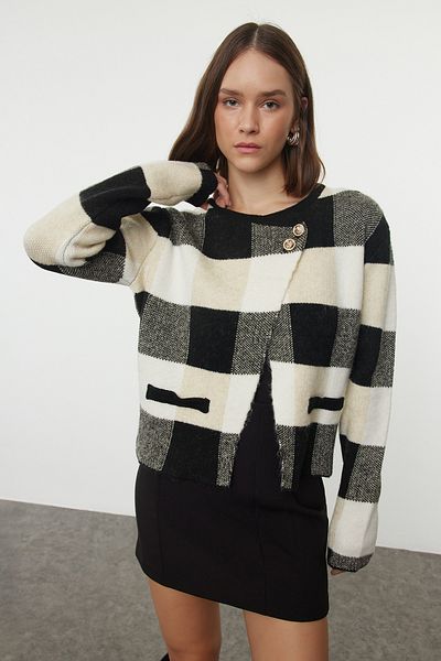 Trendyol Collection Soft Knitwear Cardigan - Black, Coat Look Twoaw25Hi00281
