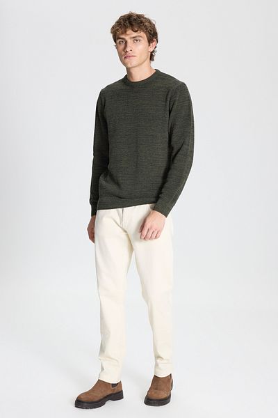 AC&Co / Altınyıldız Classics Men's Khaki-black Standard Fit Regular Cut Crew Neck Patterned Knitwear Sweater