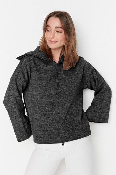 Trendyol Collection Wide Fit - Soft Textured Anthracite Knitwear Sweater Twoaw23kz00236