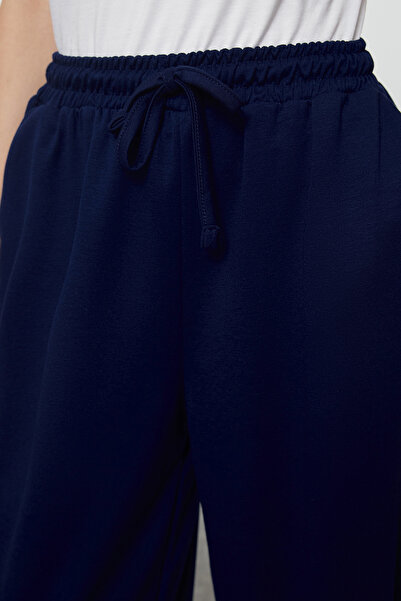 Trendyol Collection Navy Blue Soft Touch Pocket Culotte Ευέλικτο Πλεκτό Παντελόνι Φούτερ TWOAW25EA00002