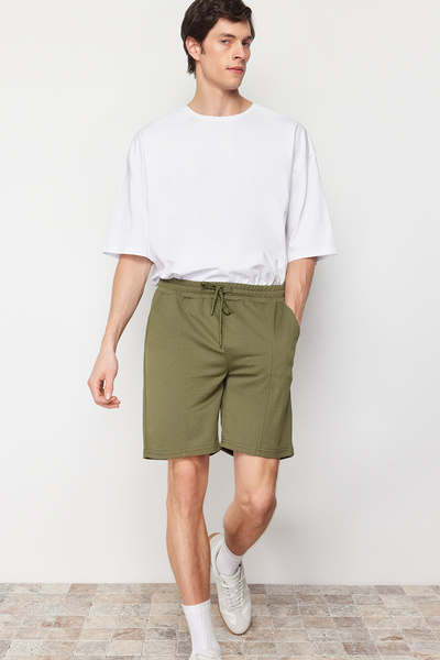 Trendyol Collection Khaki Medium Length Elastic Waisted Lace Up Shorts - Regular Cut TMNSS20SR0070