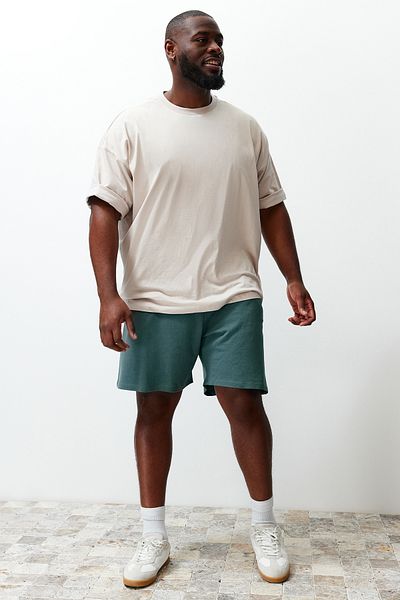 Trendyol Collection Emerald Green Comfortable Large Size Cotton Shorts - TMNSS24AP00003