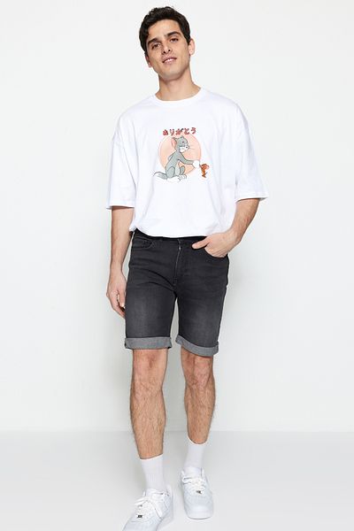 Trendyol Collection Anthrazitfarbene Destroyed Skinny Fit Shorts und Bermuda - TMNSS22SR0162