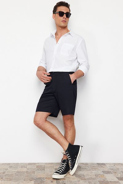 Trendyol Collection Námořnické modré šortky Regular Fit Chino - TMNSS24SR00053