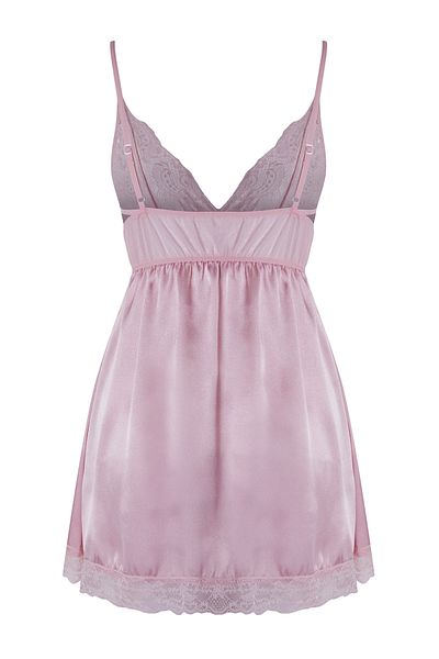 Trendyol Collection Rosafarbenes Babydoll mit Schnürsenkeln aus Satin – THMSS22LL0001