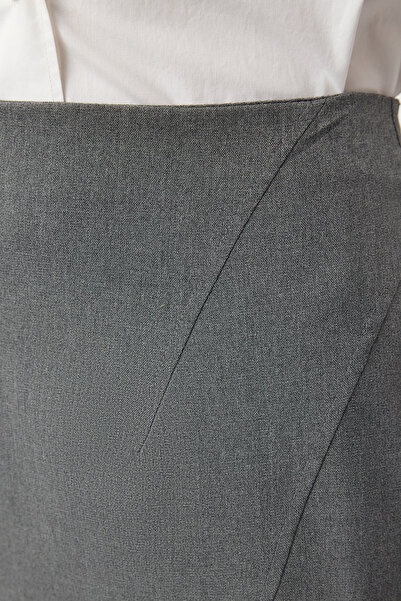 Trendyol Collection Fusta maxi gri în formă de pește - țesută, TWOAW25ET00051