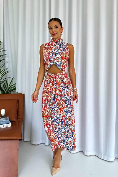 Mine Tan Butik Patterned Colorful Skirt Suit Set