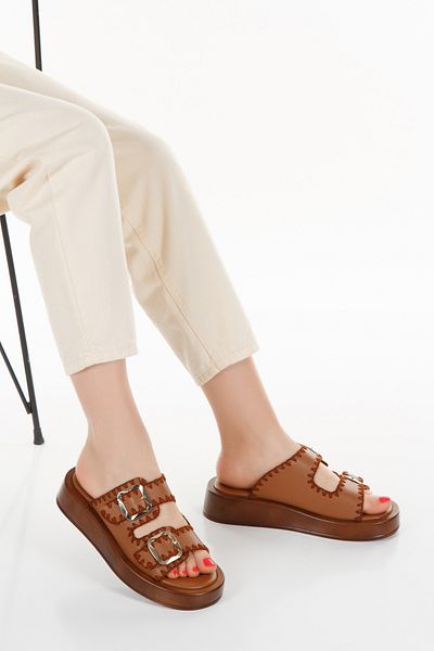 MFT AYAKKABI Tan Style - Γυναικείες Παντόφλες Buckle