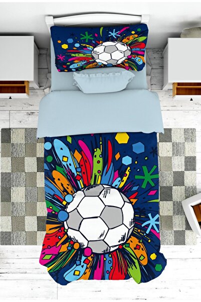 Pelangi Bebek ve Çocuk Odası Futbol Topu Desenli Erkek Çocuk Yatak Örtüsü ve ...