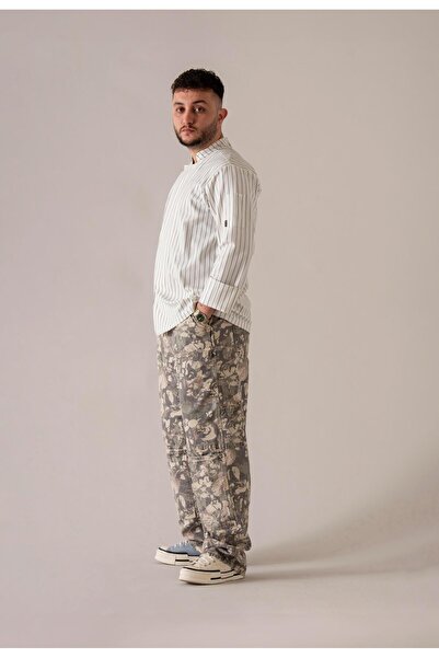 APP-RON C-21 Premium Cream Colored Navy Blue Striped Chef Jacket