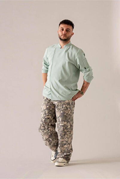 APP-RON C-04 SOFT LINEN -Mint Yeşili Keten Şef Ceketi