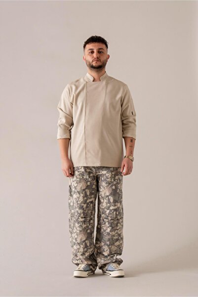 APP-RON C-04 SOFT LINEN - Bej Keten Şef Ceketi