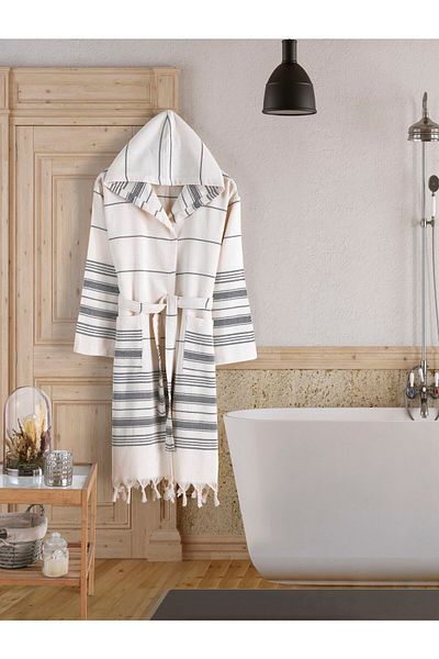 Denia Home Textile رداء حمام بيشتيمال للجنسين مصنوع من القطن الطبيعي بنسبة 100%