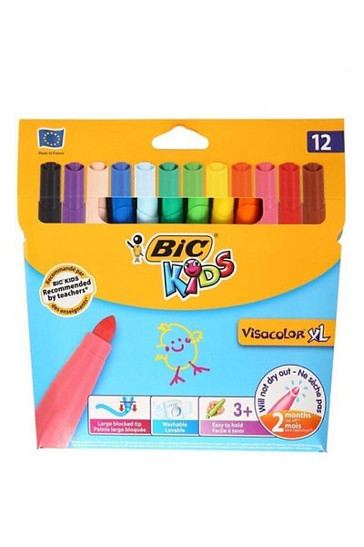 Bic Visa Washable Jumbo Felt Tip Crayons Box of 123270220000594