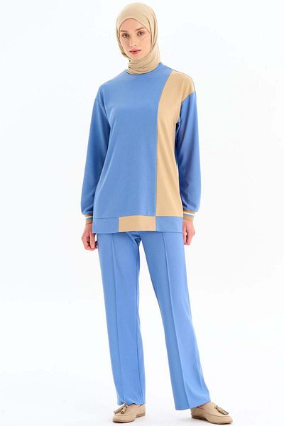 Tuğba Sweat tricotat cu garnitură Indigo