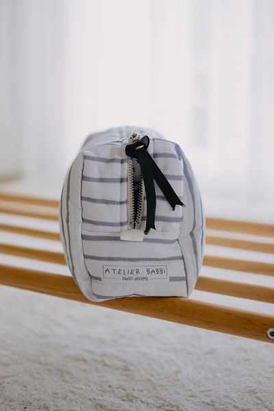Atelier Babbi Gray Striped Large Care Bag