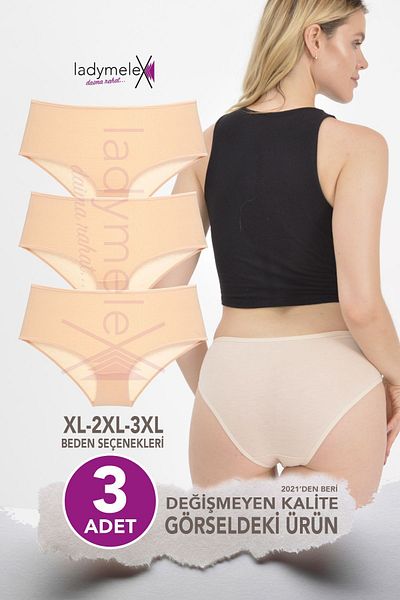 LadyMelex Chiloți supradimensionați cu talie înaltă - Pachet de 3 (XL-2XL-3XL) Bumbac, țesătură moale și elastică