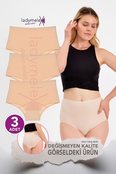 LadyMelex Chiloți de damă cu talie înaltă - Pachet de 3 chiloți confortabili elastici 100% bumbac (S-M-L-XL-2XL-3XL)