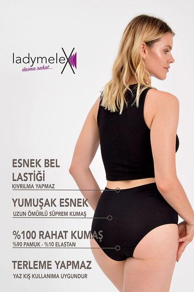 LadyMelex Ψηλόμεσο γυναικείο σώβρακο - βαμβακερό, ελαστικό και απαλό (S-M-L-XL-2XL-3XL)