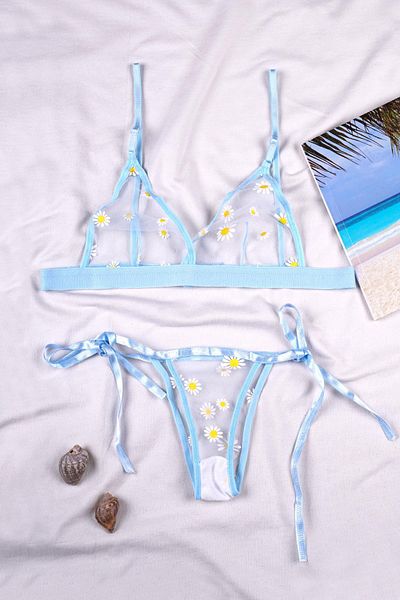 EMINNA Set de lenjerie intima cu model Blue Daisy