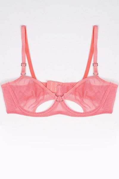EMINNA Coral Colored Transparent Low-cut Underwear Set