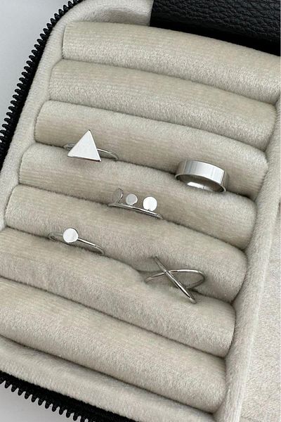 Modex Silver Color Multiple Ring Set