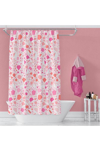Zethome Perdeau de baie cadou roz 6811 - 1x180x200 Set țevi de colț pentru agățat