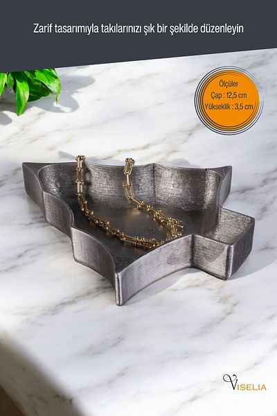 Viselia Silver Antique Colored Jewelry Organizer - Makeup and Cosmetic Organizer Model 12
