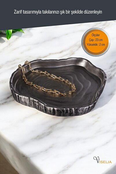 Viselia Takı Tabağı Takı Organizeri Takı Makyaj Kozmetik Düzenleyici Gümüş Eskitme Renk Model 1