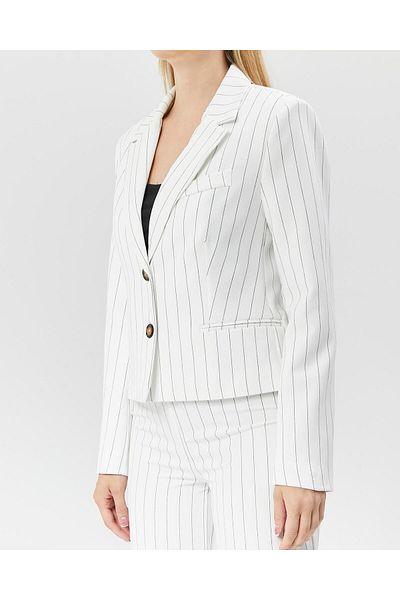 Appleline White Striped Classic Crop Biker Dress Set