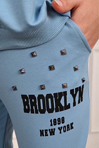 Koza Butik Κείμενο εμπριμέ γυναικεία αθλητική φόρμα - Staple Detailed 3647-23