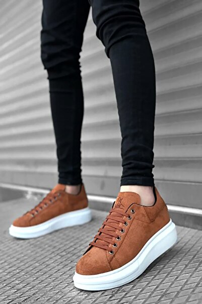 Rainon Store High Sole Tan Suede Men's Sneakers - Ossguus