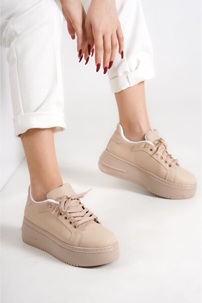 RİVOLİ Yüksek Tabanlı Bej Kadın Spor Ayakkabı - Flr1983