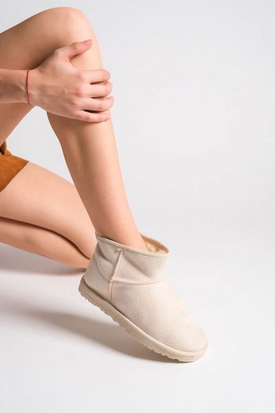 Zerenyus Μπεζ Suede Premium Midi Γυναικείες Μπότες