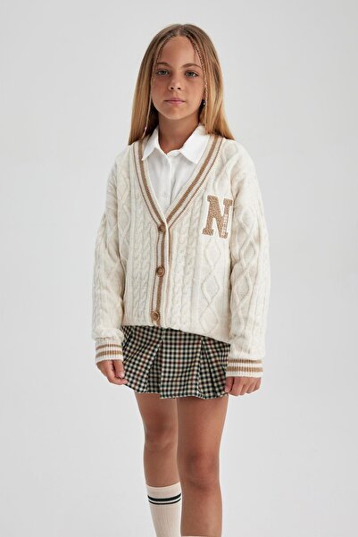 DeFacto V-Neck Knitwear Girl's Cardigan - A2899A823Au