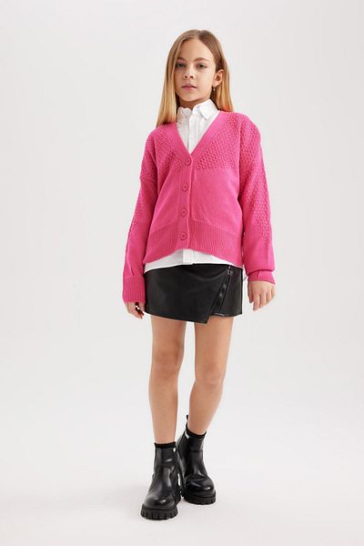 DeFacto Girl's Knitwear V-Neck Cardigan - B5891A823Wn