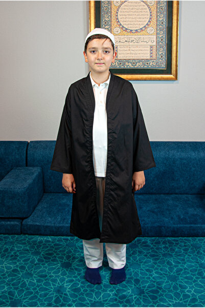 ihvan online Siyah Buhara Yaka Namaz Elbisesi Erkek Çocuk Cübbe