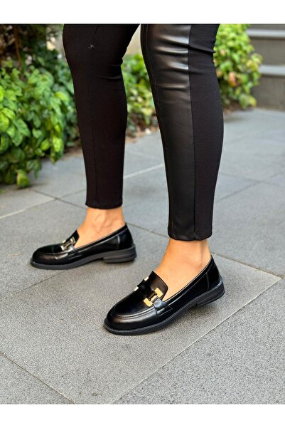 DİVA Diva Siyah Cilt Tokalı Kadın Günlük Ayakkabı