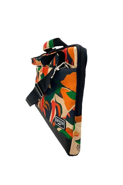 Differ 13-14'' Inch Orange Leaf Pattern Khaki Shoulder Strap And Cross Notebook Laptop Macbook Bag